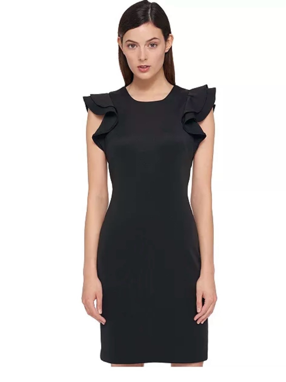 Black Ruffle Sleeve Tommy Hilfiger Sheath Dress (size 12)